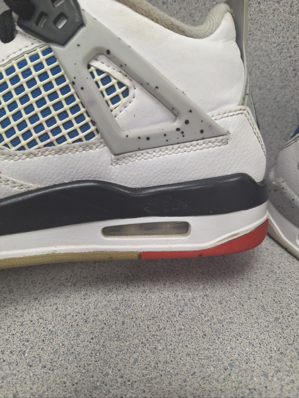 Jordan White Leather Retro 4 with Red and Blue Accents - Picture 5 of 10